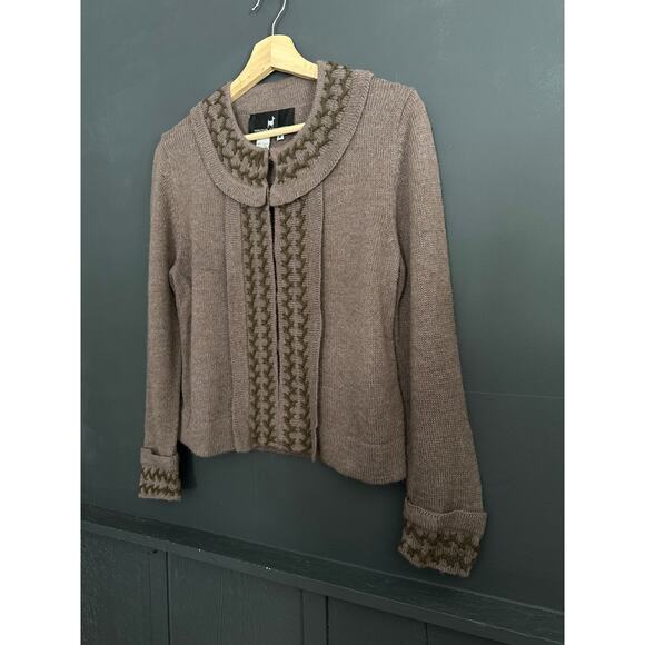 Vintage Peruvian Connection 100% Alpaca Earthy Taupe Cardigan Sweater Size Small - Picture 3 of 8